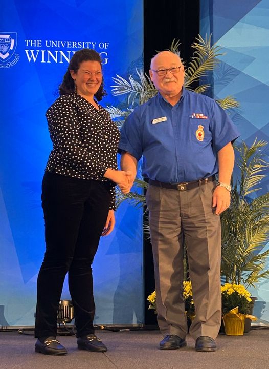 Royal Canadian Legion PhD Scholarship: Dominion President Berkley Lawrence announces inaugural PhD scholarship recipient.