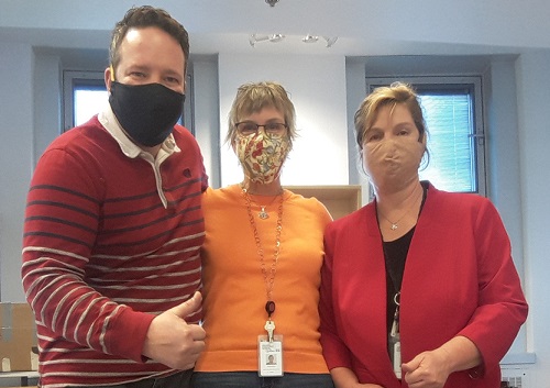 Ste-Anne Hospital staff wearing Hudson Legion masks